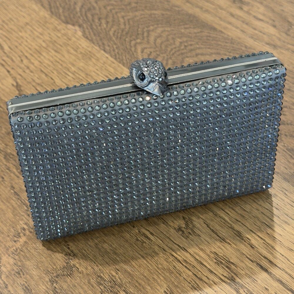 Kurt Geiger London Black Crystal Kensington Clutch Embellished Eagle Head Clasp